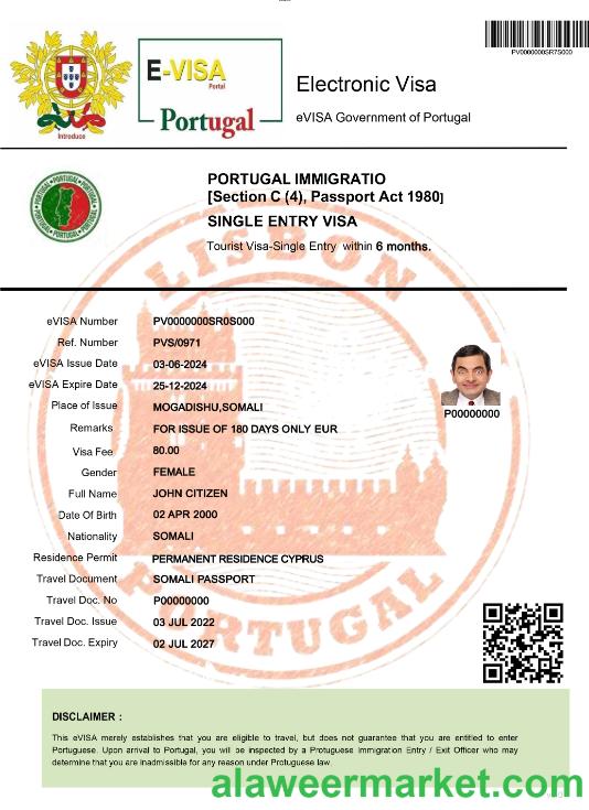 Portugal electronic visa